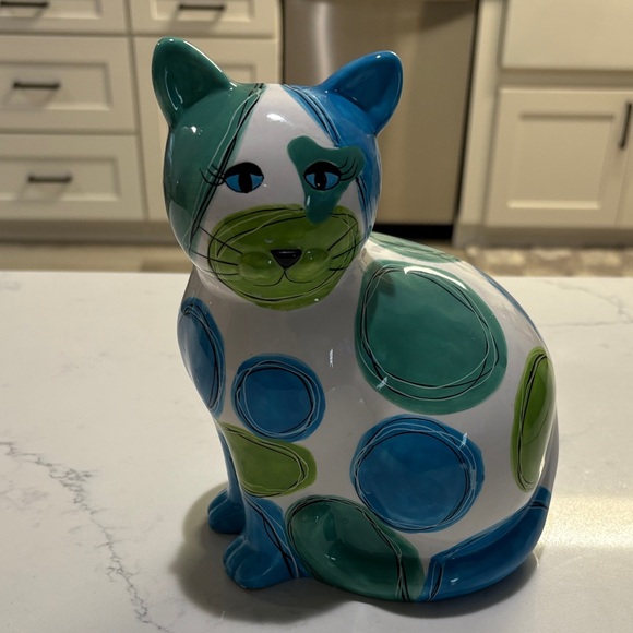 GANZ Blue and Green Ceramic Cat Figurine - Picture 5 of 5